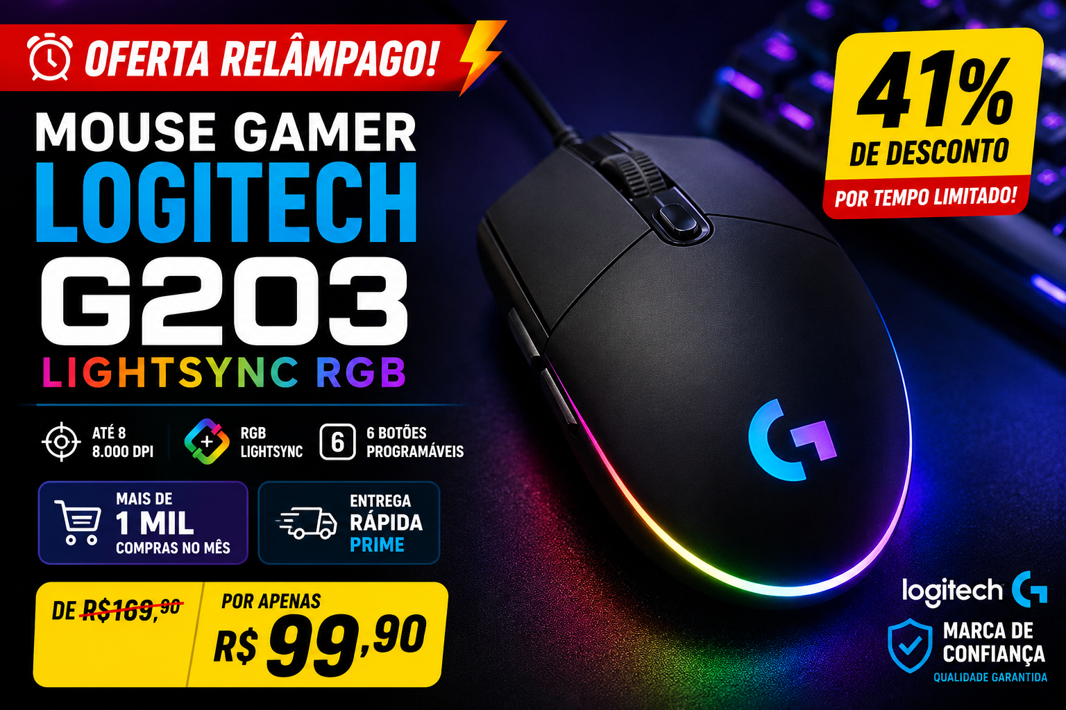 Mouse Gamer Logitech em Promoção